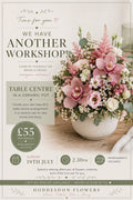 Flower Workshop – Table Centre in a Ceramic Pot (Sun 19th July, 2:30pm) £30 deposit online Remaining £25 on the day