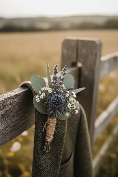 Lavender Thistle Buttonhole